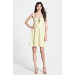 Diane Von Furstenberg LUXE Corset Lace Up Dress Henna Diamonds Butter Yellow 12